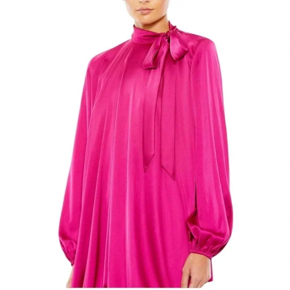 NWT Mac Duggal IEENA Magenta Satin 55968 Cocktail Mini Dress 8 ,12 - Picture 3 of 7